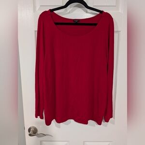Talbots Woman Red Long Sleeve Scoop Neck Top in Size 1X